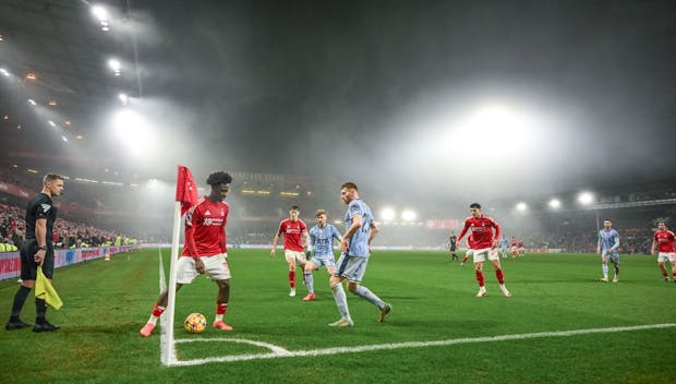 NOTTINGHAM, ENGLAND - DECEMBER 26: A general view of action during the Premier League match between Nottingham Forest FC and Tottenham Hotspur FC at City Ground on December 26, 2024 in Nottingham, England. (Photo by Michael Regan/Getty Images)